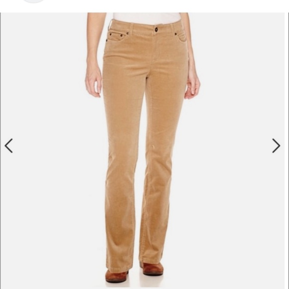 St. John's Bay Pants - St John’s Bay Straight Leg Comfort Waist Tan Corduroy Pants Size 14